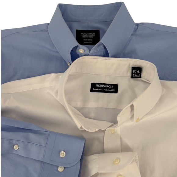 Nordstrom Other - Lot of 2 Nordstrom Mens‎ Smartcare Trad Fit Dress Shirts Blue/White Btn Dwn 16.5
